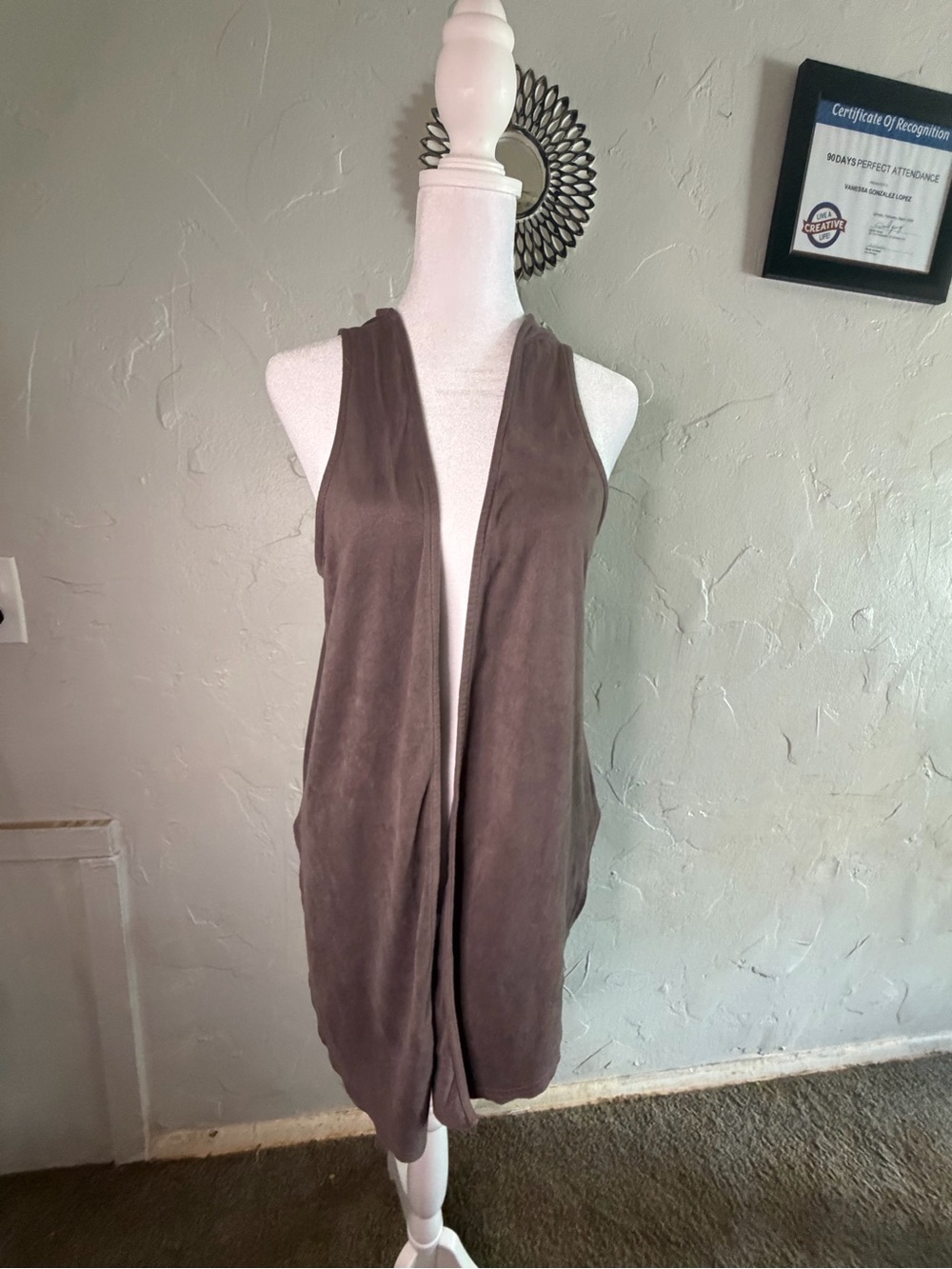 Cato Mauve Laser-Cut Suede-Look Vest
